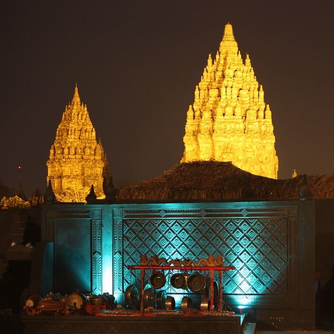 Prambanan Temple Complex as background